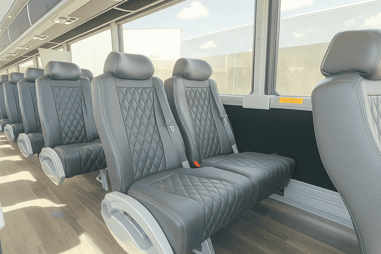 interior of Conroe Coach Bus Service charter bus