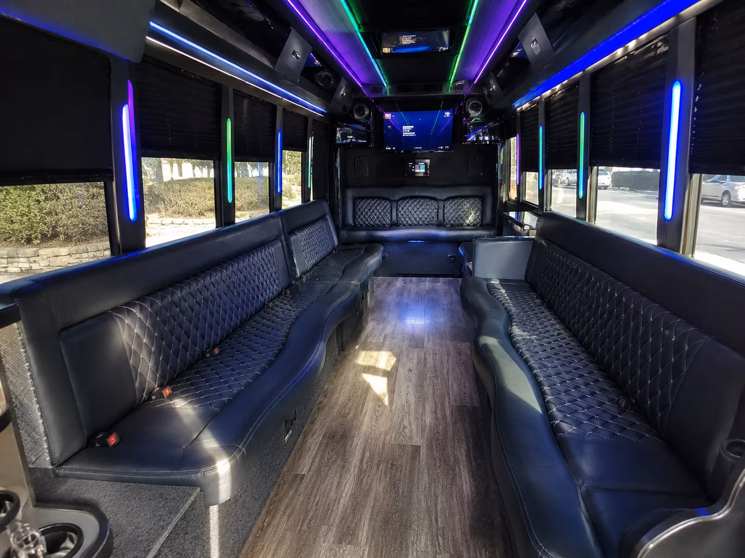 conroe 15 passenger party bus interior