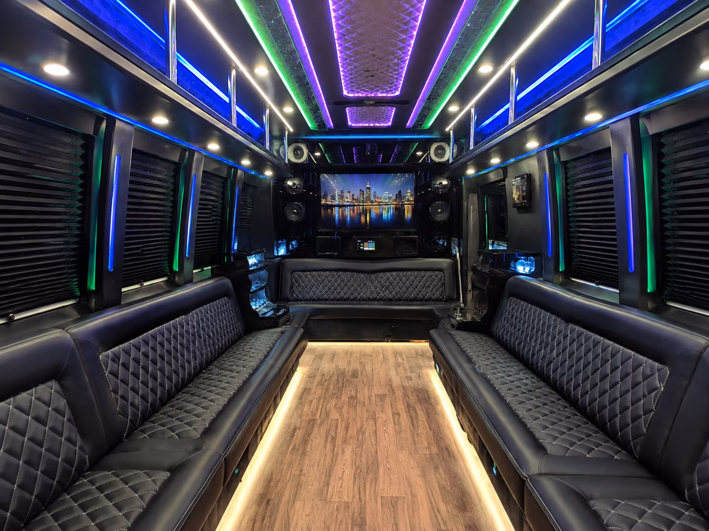 conroe 25 passenger party bus interior