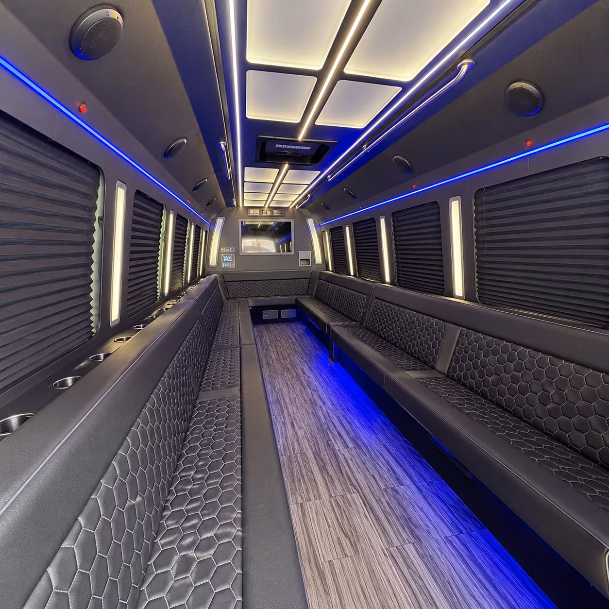 conroe 30 passenger party bus interior