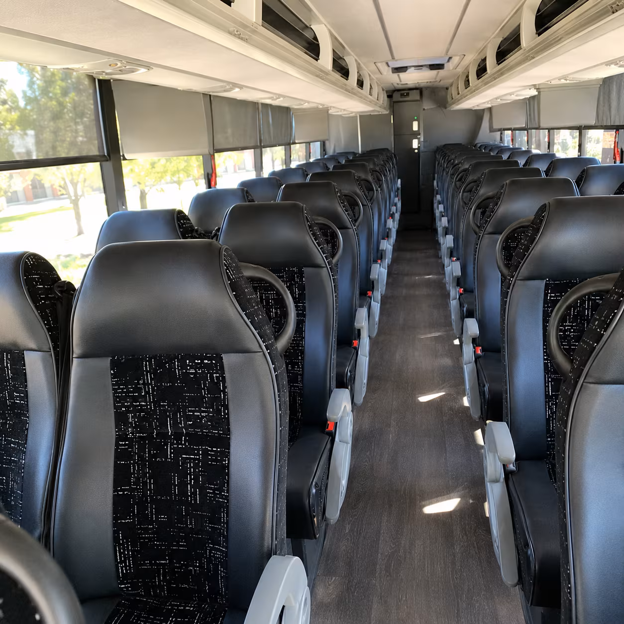 conroe 56 passenger charter bus inside
